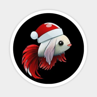 COOL BETTA FISH WITH SANTA HAT - CHRISTMAS Magnet